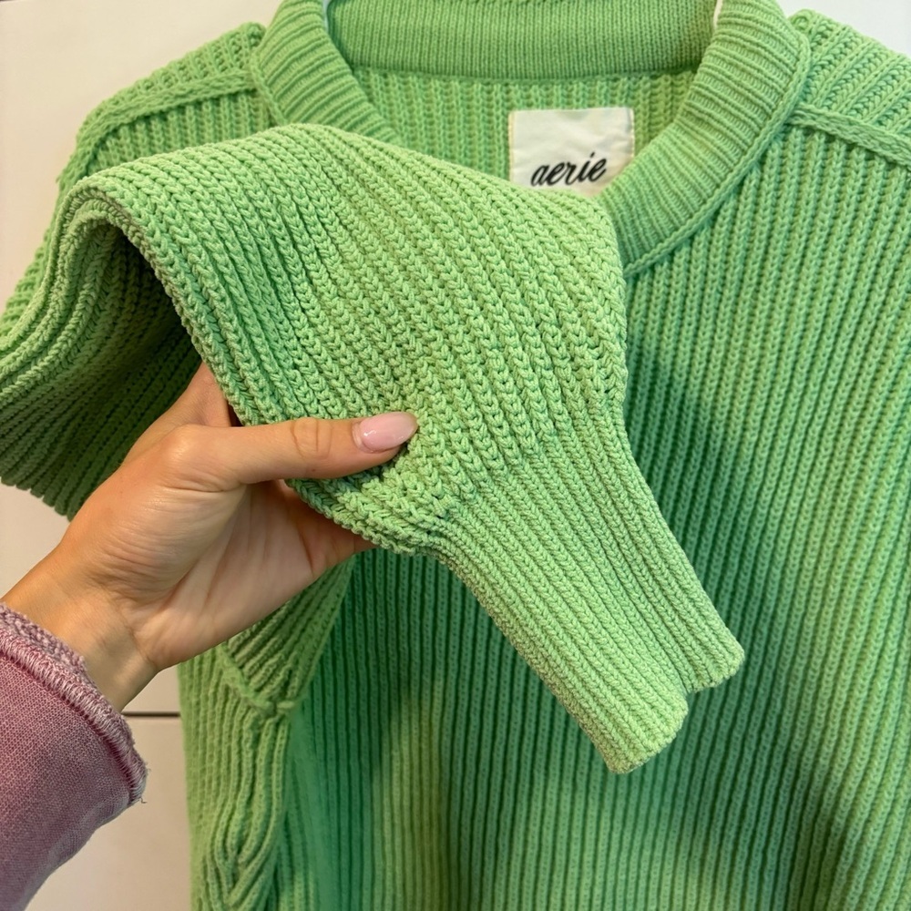 Aerie Beyond Chenille Sweater Green - Picture 4 of 5